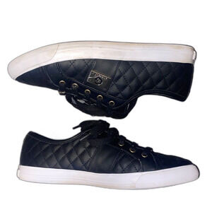 Guess Quilted Designer Sneakers Woman's Size 11 Shoes Black White and Gold